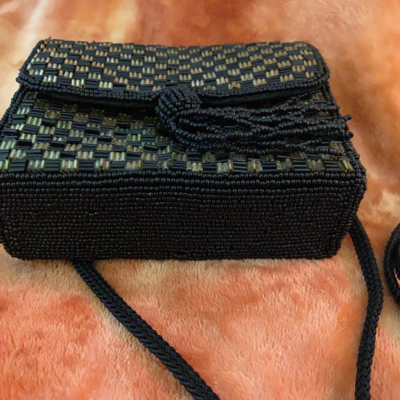 Magid Beaded Black and Gold Evening Bag with Beaded Tassel - Picture 10 of 15